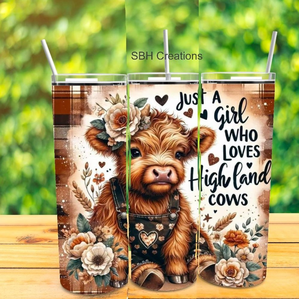 20 oz Just a girl that loves highland cows insulated tumbler